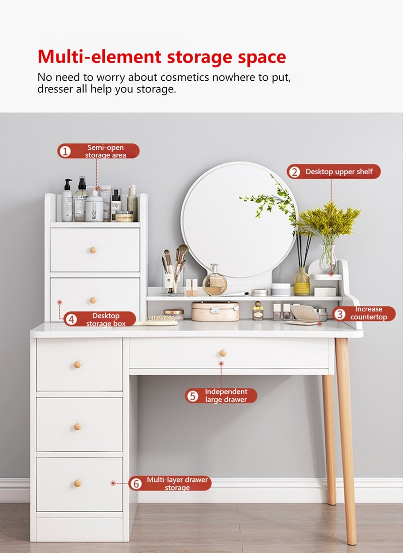 Sharpdo - Modern Minimalist Bedroom Dressing Table with LED Makeup Mirror, 7 Drawers for Storage and Partition Storage (Without Dressing Chair) - Image 1