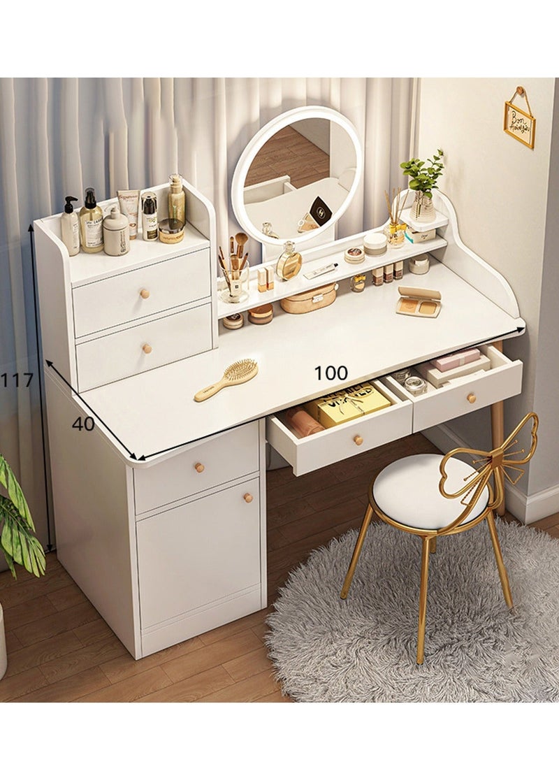 Sharpdo Modern Minimalist Bedroom Dressing Table with LED Makeup Mirror, 6 Drawers for Storage and Partition Storage (Without Dressing Chair) - Image 2