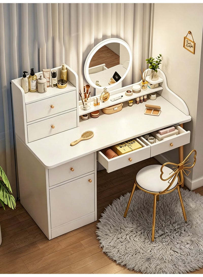 Sharpdo Modern Minimalist Bedroom Dressing Table with LED Makeup Mirror, 6 Drawers for Storage and Partition Storage (Without Dressing Chair) - Image 1