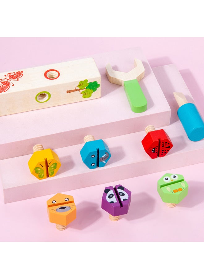 Animal Twist Screw Busy Parent-child Interactive Game Children's Hand-eye Coordination Grip Wooden Montessori Early Education Toys-Color:Animal Screw Toy - Image 3