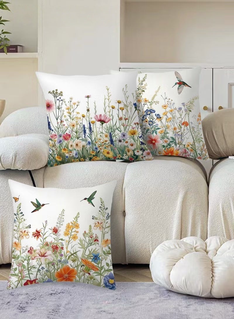 SKT Shiketro Pillow Covers Set of 4, Throw Pillow Cover, Decorative Birds and Plant Cushion Covers 45cm x 45cm,For Living Room Sofa Couch Bed Pillowcases 18x18 inches（Double sided pattern） - Image 3