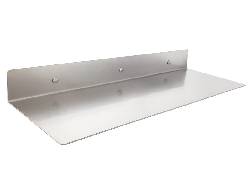 EADOT Brushed Nickel Stainless Steel Floating Shelves Wall Mounted Metal Wall Shelf 24 inch x 8 inch Heavy Duty PicturePhotoPlant Display Ledge Linear Floating Shelf Modern Farmhouse Shelf