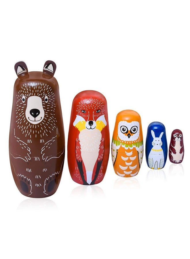 maxshop Nesting Dolls For Kids - Russian Wooden Stacking Nested Set 5 Pieces Handmade Toys For Children Christmas Birthday Rome Decoration Halloween Wishing Gift (Captain Bear) - Image 1
