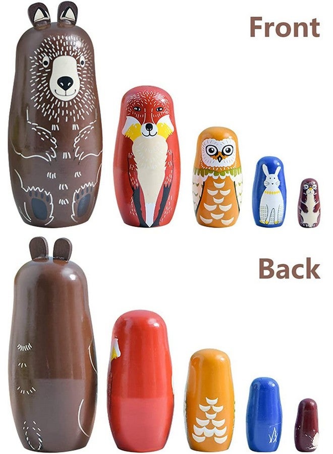 maxshop Nesting Dolls For Kids - Russian Wooden Stacking Nested Set 5 Pieces Handmade Toys For Children Christmas Birthday Rome Decoration Halloween Wishing Gift (Captain Bear) - Image 3