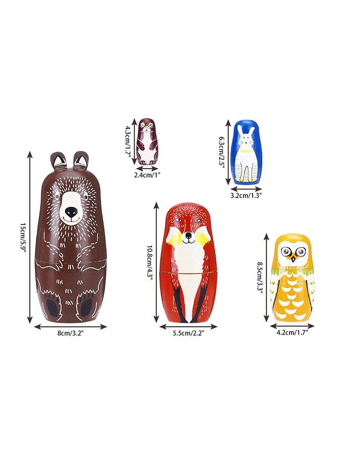 maxshop Nesting Dolls For Kids - Russian Wooden Stacking Nested Set 5 Pieces Handmade Toys For Children Christmas Birthday Rome Decoration Halloween Wishing Gift (Captain Bear) - Image 2