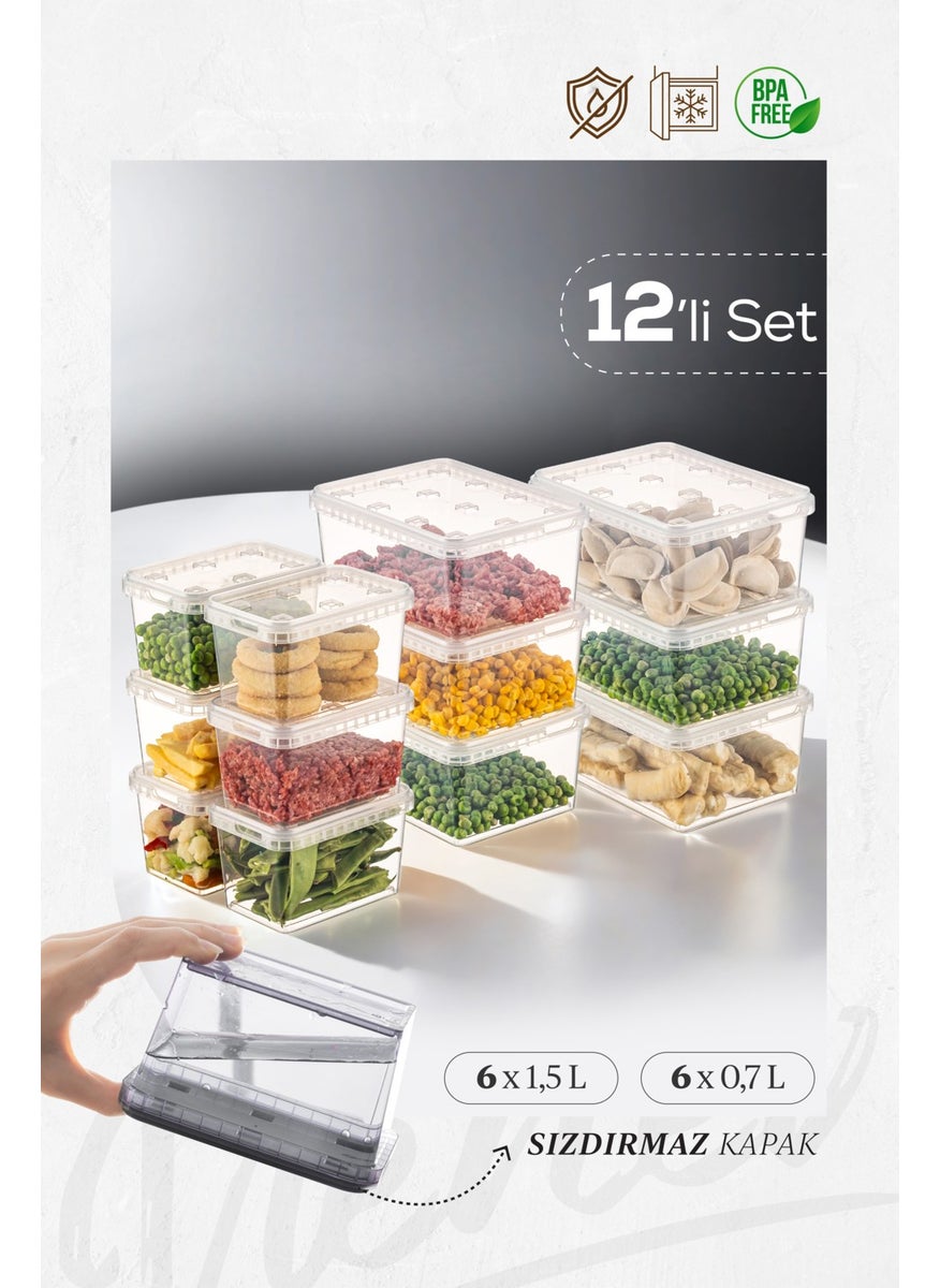 12LI 6x(1.5-0.7 Lt) Block Refrigerator and Deep Freezer Leakproof Storage Container Transparent - pzsku/ZAEC3ACF9FE721F19D668Z/45/_/1727963003/45904fba-5fd5-44ab-b672-88500cd6a0c9