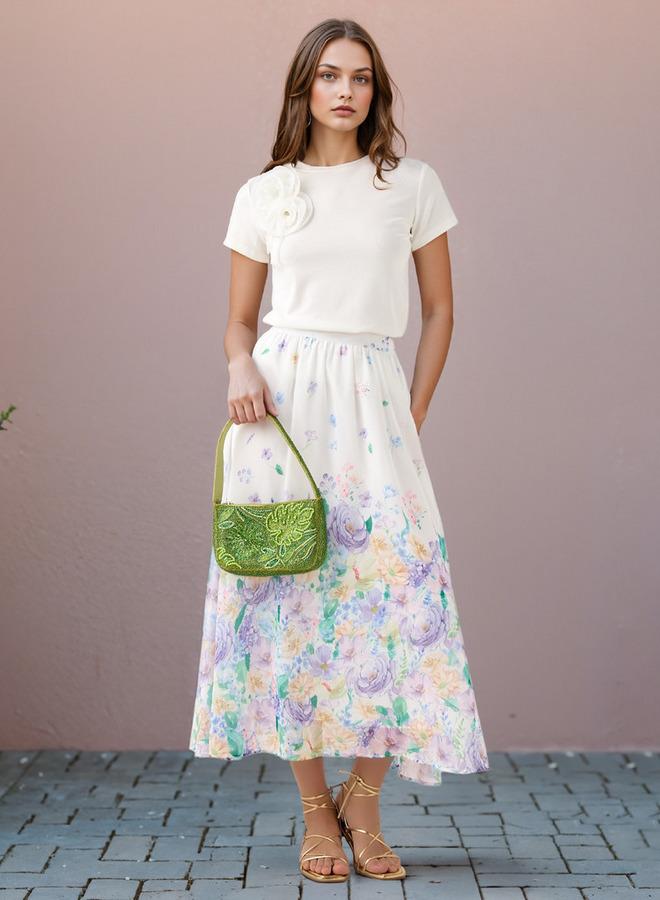 تواكستريمز تيشيرت بتطريز زهري بياقة دائرية - Image 2