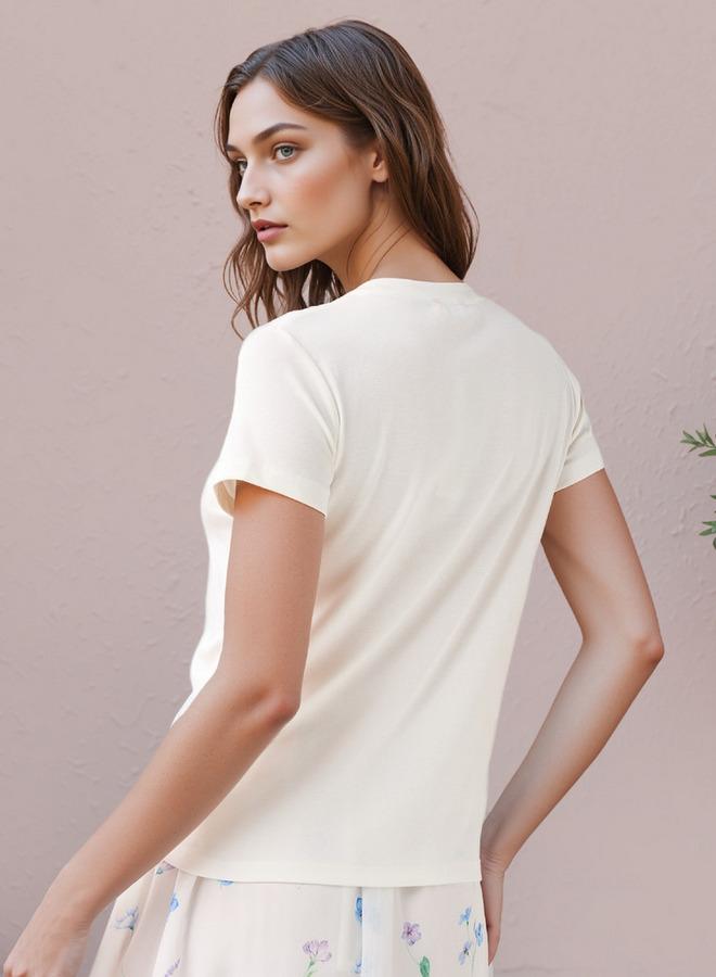 تواكستريمز تيشيرت بتطريز زهري بياقة دائرية - Image 3