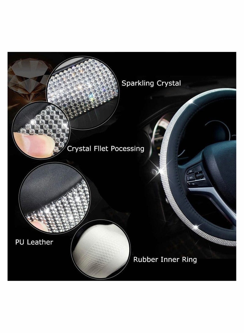 KASTWAVE Diamond Leather Steering Wheel Cover with Bling Bling Crystal Rhinestones - Image 4