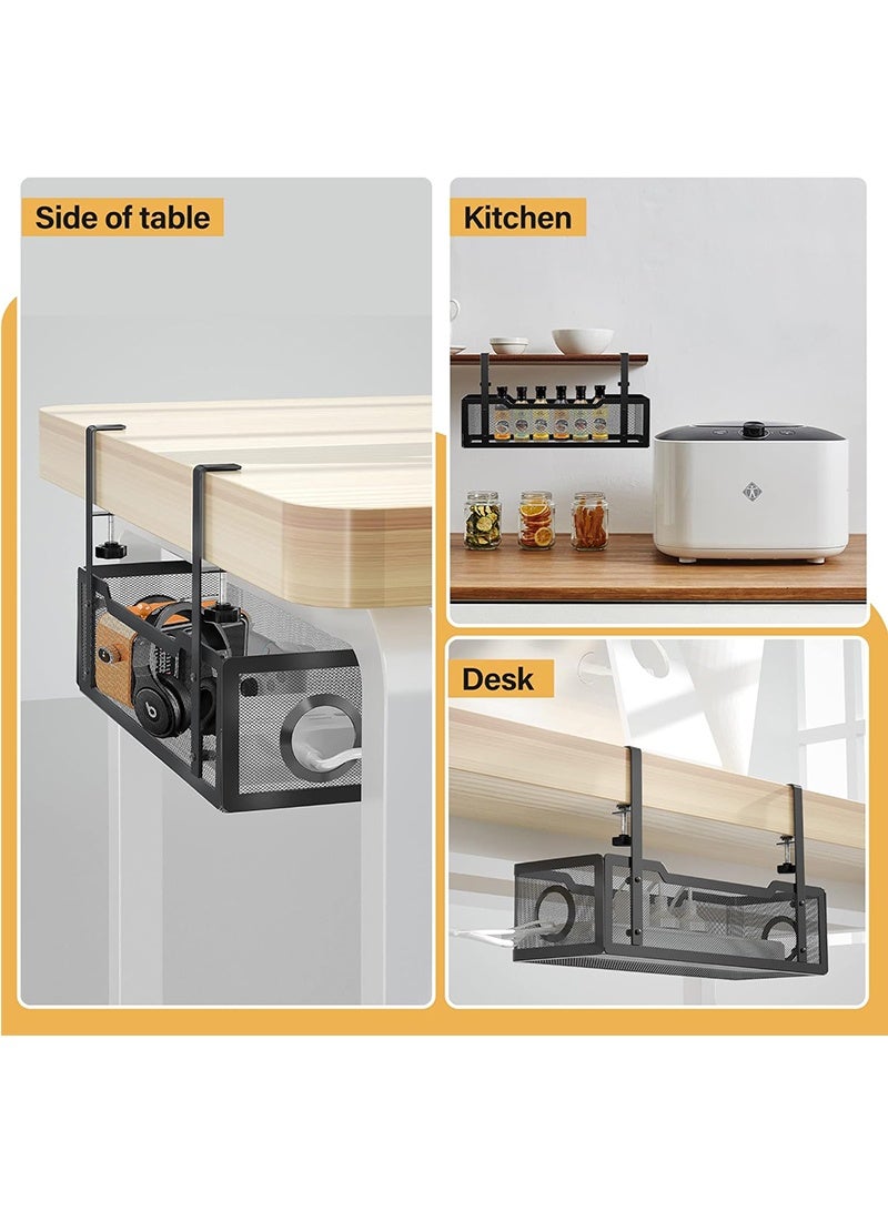 توبيتش تنظيم الكابلات - 15.7 بوصة منظم كابلات تحت المكتب، صينية منظم أسلاك مع مشدود للمنزل والمكتب (أسود) - Image 5