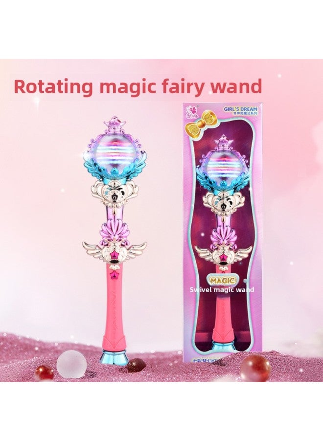 Children's Dream Light Rotating Fairy Wand Magic Wand Balala Magic Wand Toy Girl Princess Girl Gift-Color:Princess Moon Magic Wand Earrings Handbag  - Image 2