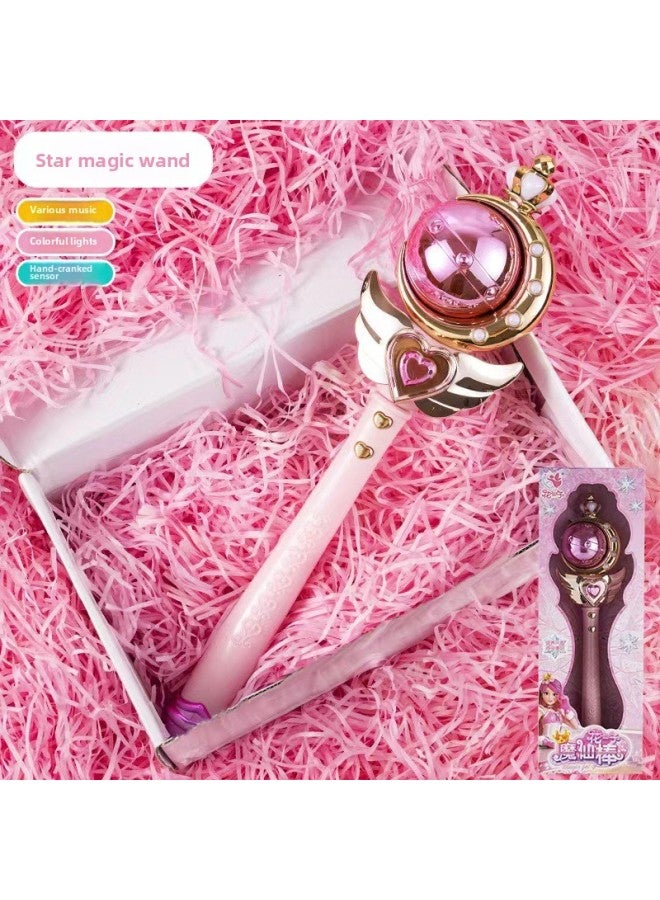 Children's Dream Light Rotating Fairy Wand Magic Wand Balala Magic Wand Toy Girl Princess Girl Gift-Color:Princess Moon Magic Wand Earrings Handbag  - Image 4