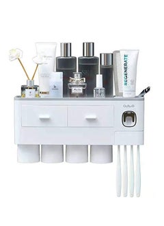 Bonita Toothbrush Holder Wall Mounted Automatic Toothpaste Dispenser Squeezer With Holder for Bathroom-Shelf Magnetic Cups Toothbrush Toothpaste Holder Drawer Organizer Space Saver  - Image 1