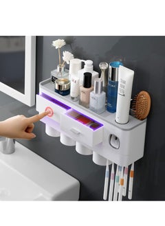 Bonita Toothbrush Holder Wall Mounted Automatic Toothpaste Dispenser Squeezer With Holder for Bathroom-Shelf Magnetic Cups Toothbrush Toothpaste Holder Drawer Organizer Space Saver  - Image 2