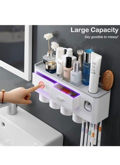 Bonita Toothbrush Holder Wall Mounted Automatic Toothpaste Dispenser Squeezer With Holder for Bathroom-Shelf Magnetic Cups Toothbrush Toothpaste Holder Drawer Organizer Space Saver  - Image 3