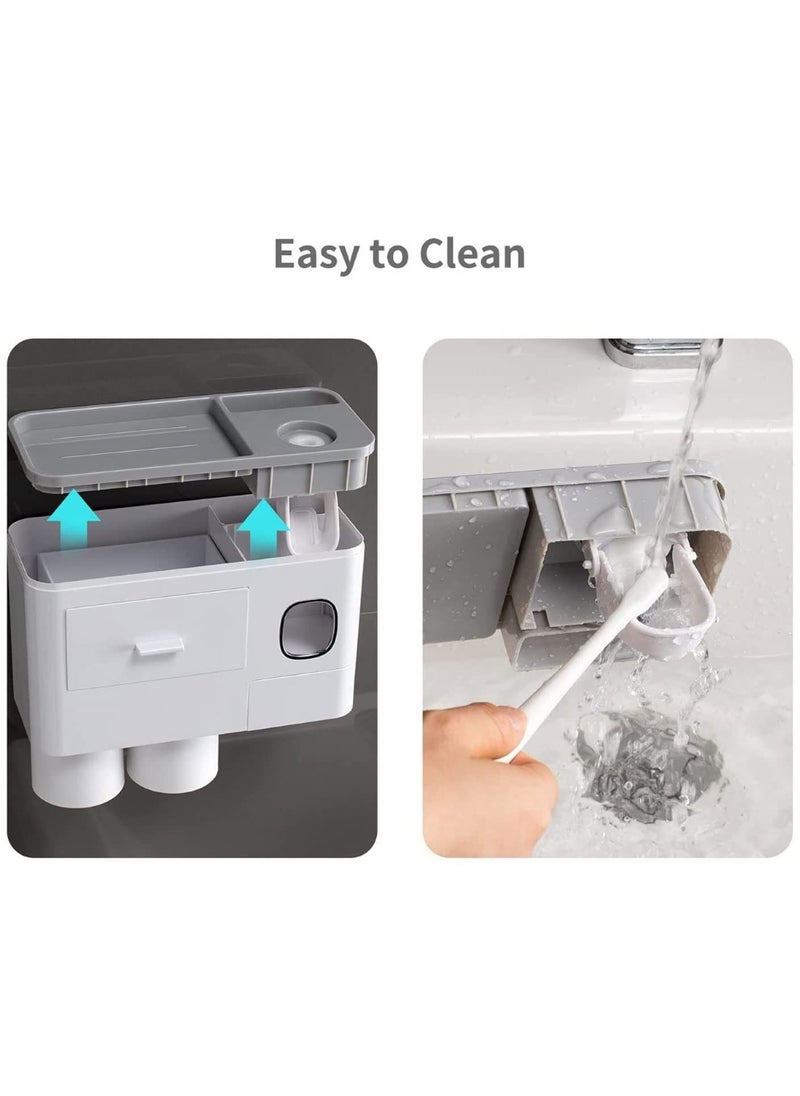 Bonita - Toothbrush Holder Wall Mounted Automatic Toothpaste Dispenser Squeezer With Holder for Bathroom-Shelf Magnetic Cups Toothbrush Toothpaste Holder Drawer Organizer Space Saver - Image 1