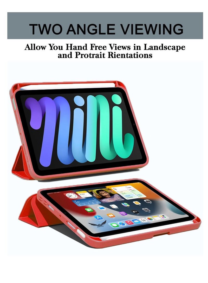 BORTONY iPad Mini 6 Cover with Pencil Holder Silicone Smart Folding Case Compatible with Apple iPad Mini 6 2021 8.3 Inch - Image 2