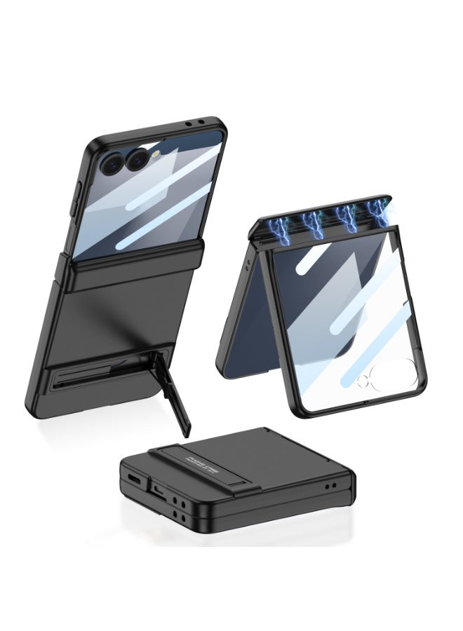 general Case Compatible with Samsung Galaxy Z Flip 7, with Screen Protector and Adjustable Stand, PC Magnetic Hinge Full-coverage Protection Case, Shockproof - Image 1