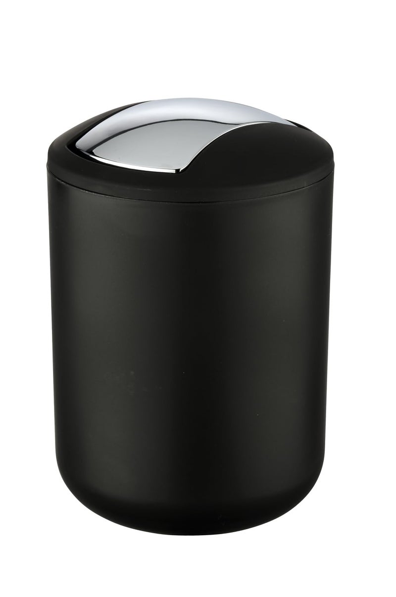 Wenko WENKO 21211100 Swing cover bin Brasil Black S  unbreakable capacity 2 L Thermoplastic elastomer TPE 14 x 19 x 14 cm Black