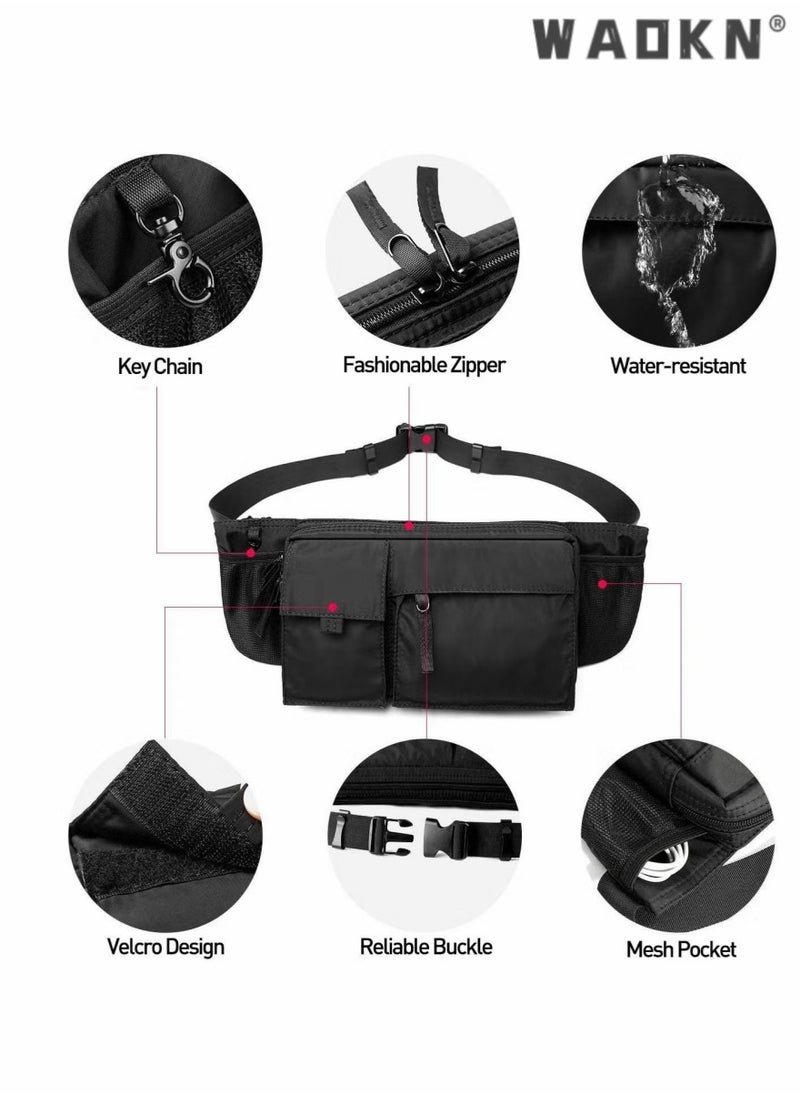 WAOKN Unisex Chest Bag Leisure One Shoulder Crossbody Bag Leisure Outdoor Sports Bag,Waterproof Black Men's Adjustable Strap Advanced Lightweight Waist Bag for Fitness, Exercise, Travel, Work, Commuting  - Image 4