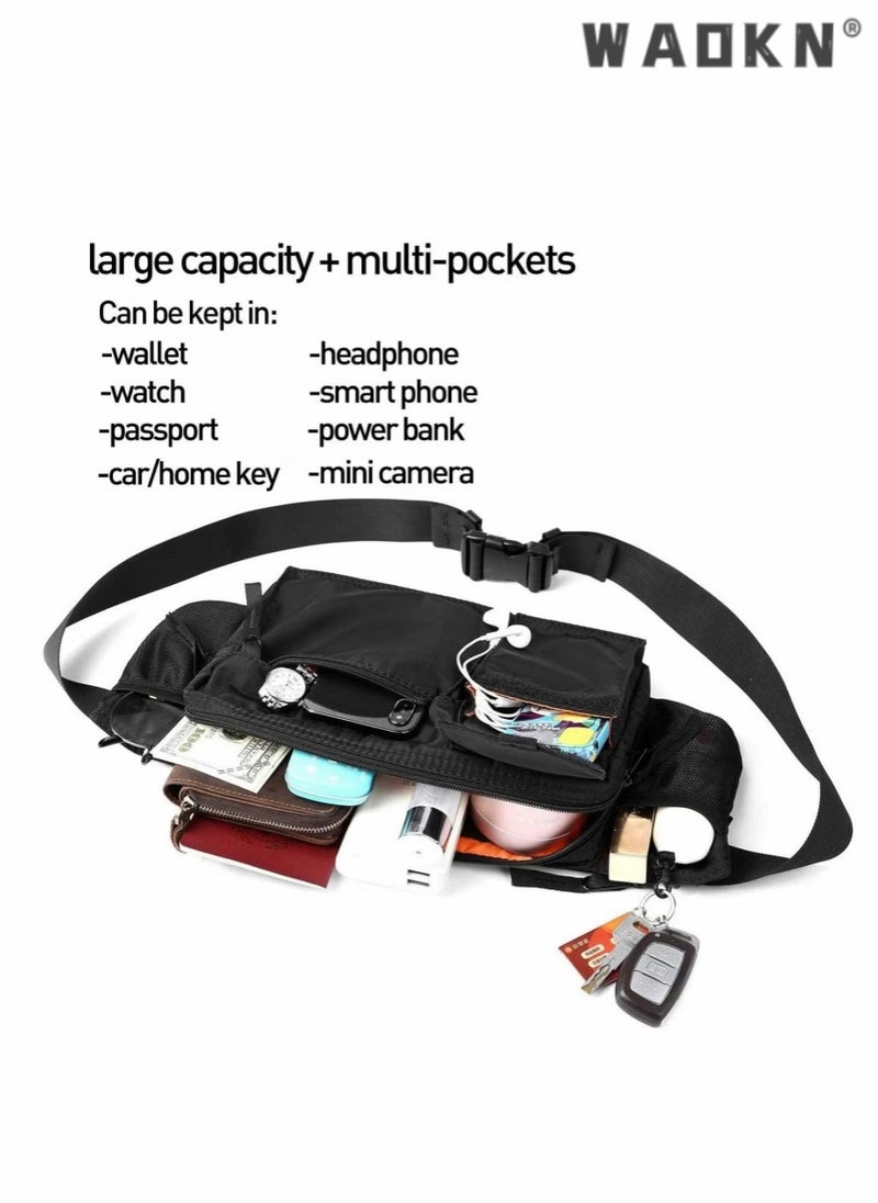 WAOKN Unisex Chest Bag Leisure One Shoulder Crossbody Bag Leisure Outdoor Sports Bag,Waterproof Black Men's Adjustable Strap Advanced Lightweight Waist Bag for Fitness, Exercise, Travel, Work, Commuting  - Image 3