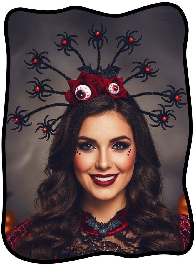 Urieo Rose Day of the Dead Headband Horror Eyeball Headpiece Rhinestone Bat Halloween Hair Accessories for Women - Image 1