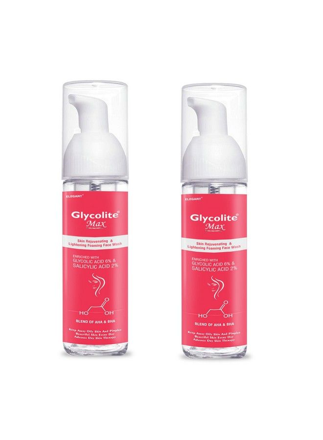 Glycolite Max Foaming Skin Lightening Face Wash 60Ml ; Pack Of 2 ; Glycolic Acid 6% Aha & Bha ; Skin Brightening Minimize Pores Dead Skin Remover Fights Acne ; For Men And Women ; Made In India - Image 1