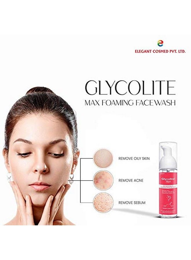 Glycolite Max Foaming Skin Lightening Face Wash 60Ml ; Pack Of 2 ; Glycolic Acid 6% Aha & Bha ; Skin Brightening Minimize Pores Dead Skin Remover Fights Acne ; For Men And Women ; Made In India - Image 5