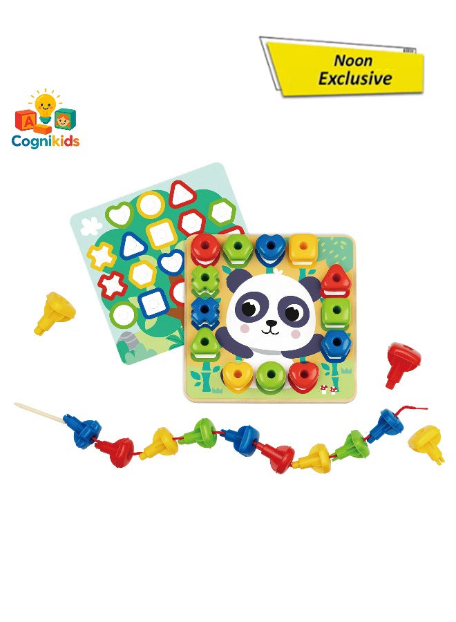 COGNIKIDS أعمدة قوس قزح للتكديس للأطفال الصغار | لعبة تكديس خشبية ملونة مع 7 أعمدة نابضة بالحياة | لعبة تعليمية مبكرة لتطوير مهارات الألوان والفضاء | هدية آمنة للأطفال وفق منهج مونتيسوري - Image 1