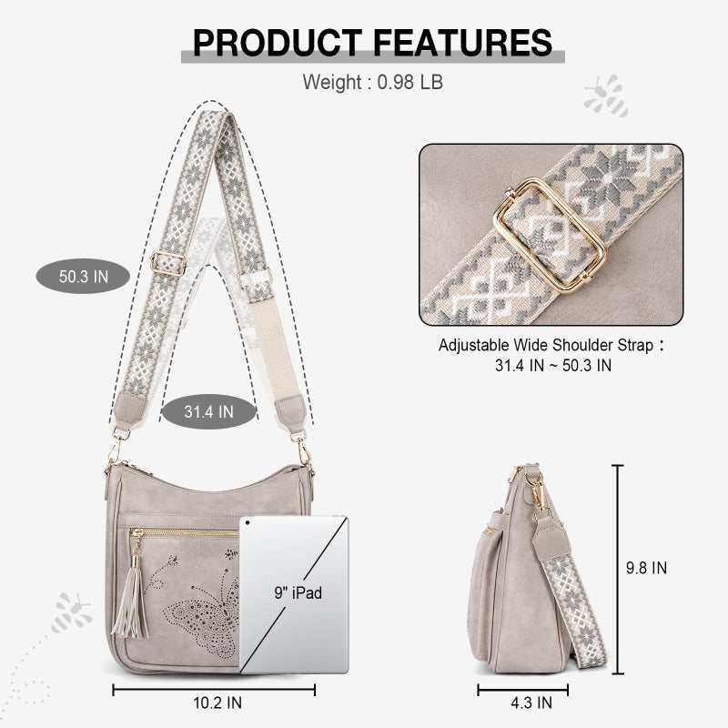 KITEVIUN Medium Crossbody Bags for Women Trendy, Women's Butterfly Shoulder Handbags with Tassel - Image 5