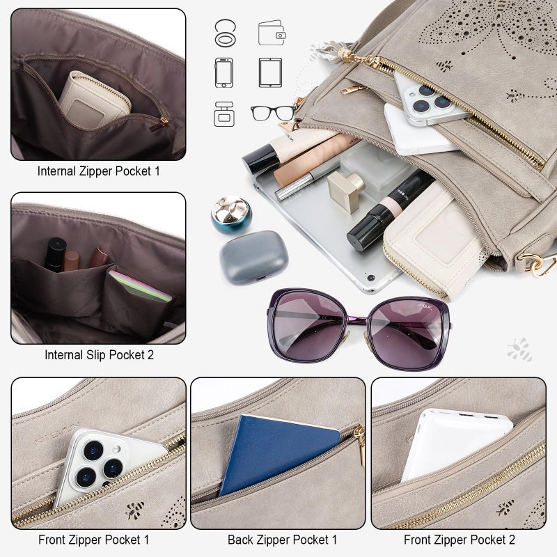 KITEVIUN Medium Crossbody Bags for Women Trendy, Women's Butterfly Shoulder Handbags with Tassel - Image 3
