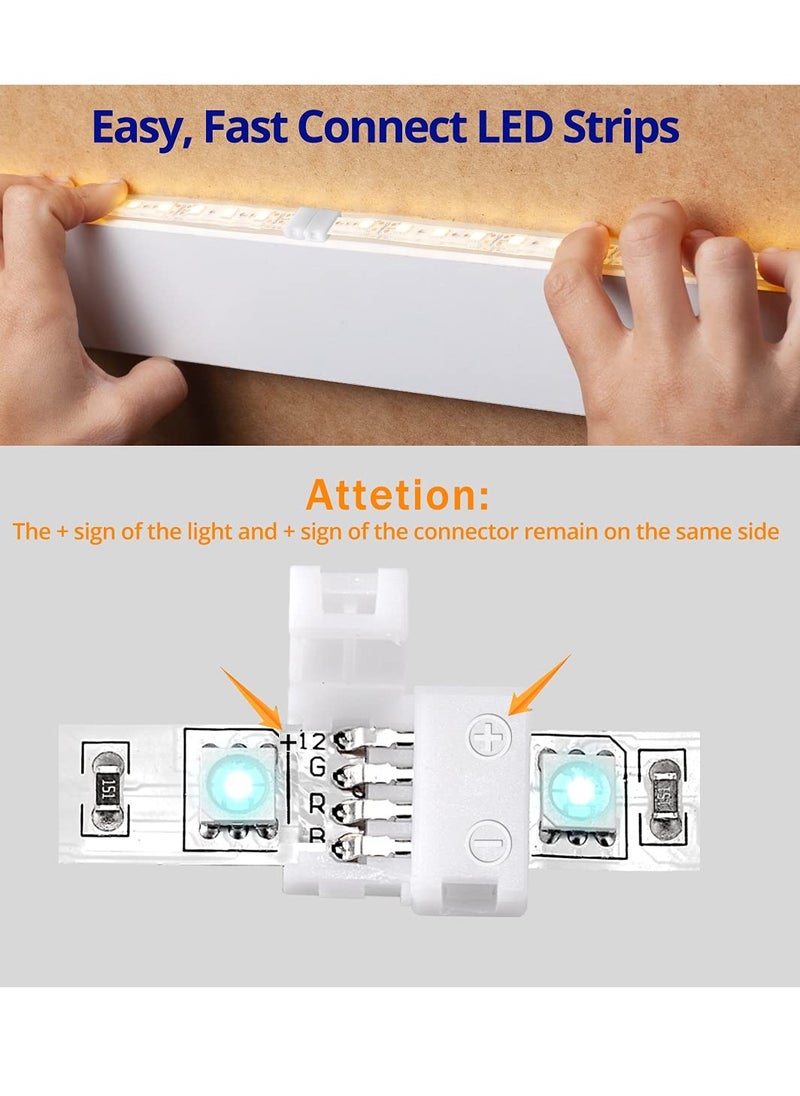 40 Packs 10mm Unwired 4 Pin LED Light Strips Connectors Kit 12 Gapless Connectors 6 Corner Connectors for Multicolor LED Strip