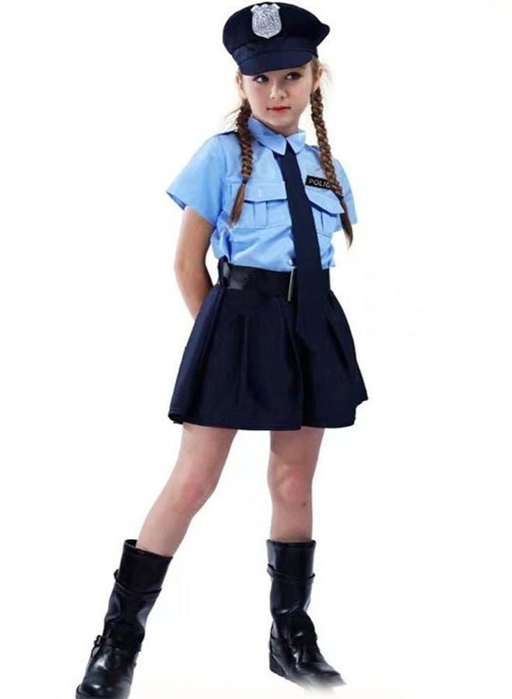 5 Piece Set Police Costume for Girls, Girl police uniform Cosplay Halloween Costume, Role Play Dress Up Toy Set - Image 1