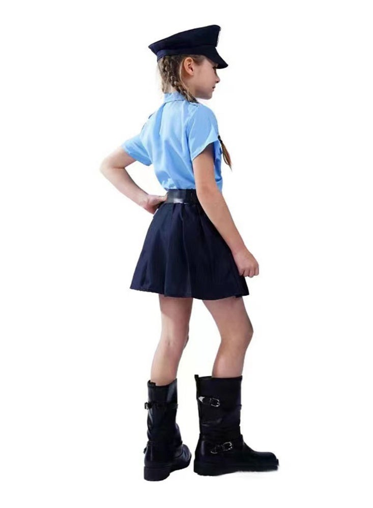 5 Piece Set Police Costume for Girls, Girl police uniform Cosplay Halloween Costume, Role Play Dress Up Toy Set - Image 2