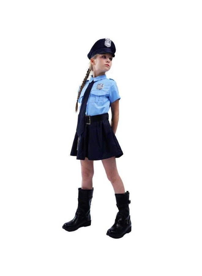 5 Piece Set Police Costume for Girls, Girl police uniform Cosplay Halloween Costume, Role Play Dress Up Toy Set - Image 4