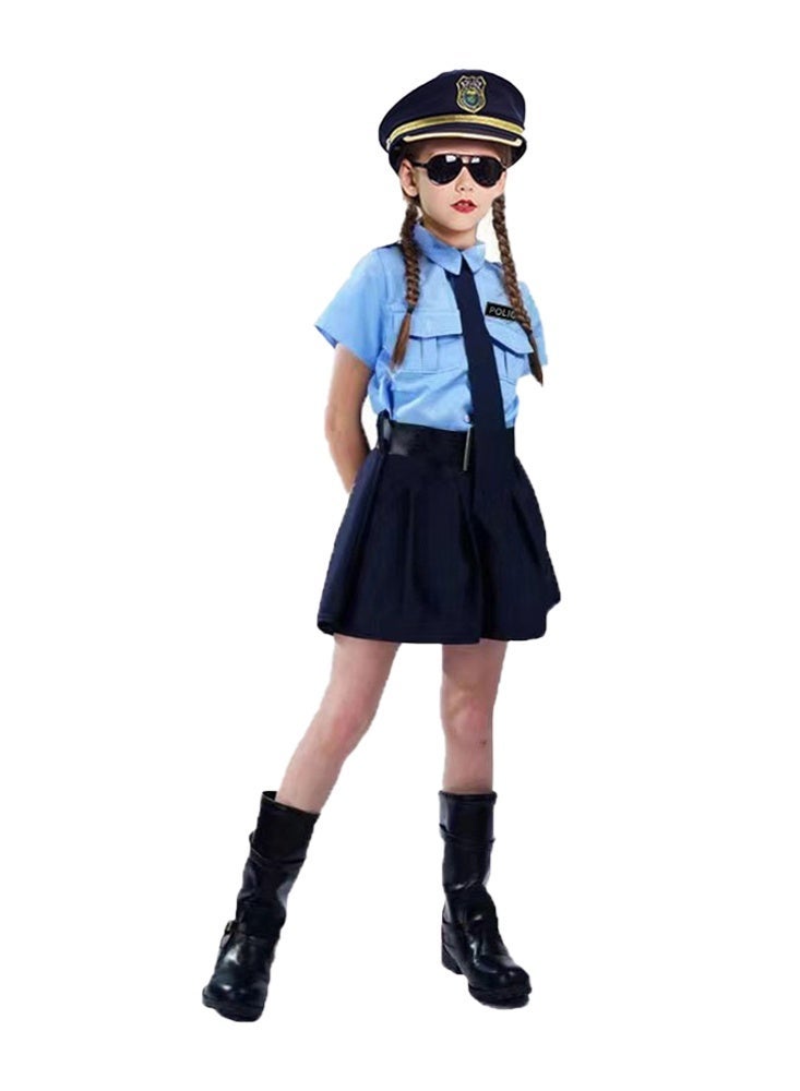 5 Piece Set Police Costume for Girls, Girl police uniform Cosplay Halloween Costume, Role Play Dress Up Toy Set - Image 3