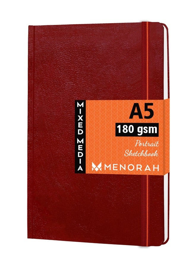 MENORAH دفتر رسم ورقي MENORAH للفنانين - A5 - 180 جرام - كتاب رسم بالألوان المائية - 180 جرام (أحمر، عمودي) - مصنوع يدويًا بحب لعيد الأم - Image 1