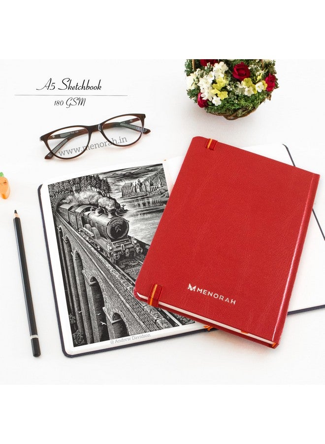 MENORAH دفتر رسم ورقي MENORAH للفنانين - A5 - 180 جرام - كتاب رسم بالألوان المائية - 180 جرام (أحمر، عمودي) - مصنوع يدويًا بحب لعيد الأم - Image 5