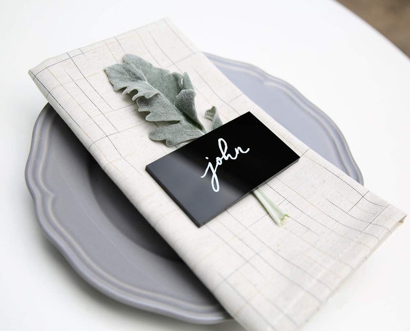 TPGP 20 Count Black Acrylic Escort Place Cards - Extra Thick Rectangle Shape - Image 3