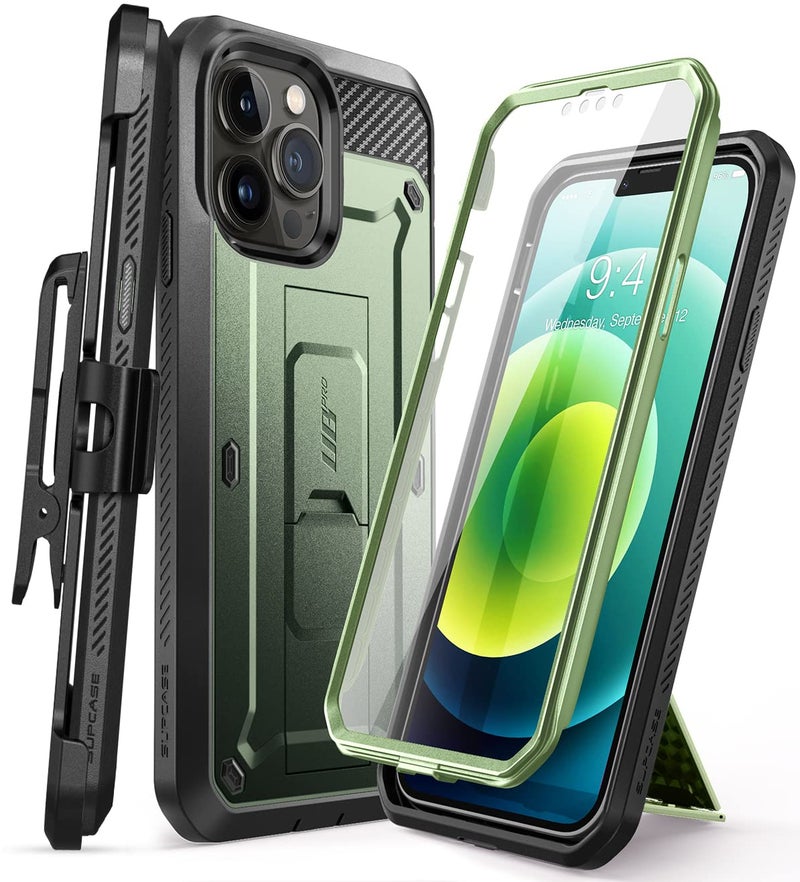 SUPCASE for iPhone 13 Pro Max Case with Screen Protector (Unicorn Beetle Pro), [Built-in Stand & Belt Clip] Heavy Duty Full-Body Rugged Kickstand Protective Phone Case for iPhone 13 Pro Max, Guldan - Image 1