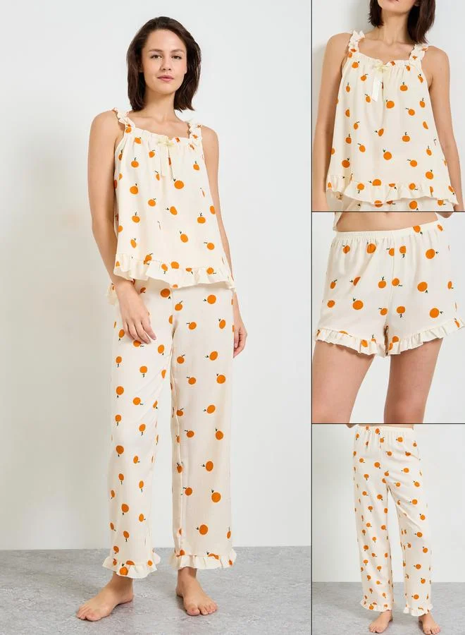 Fruit Print Sleeveless Cami Pajama Set