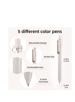 SYOSI Gel Pens, 5 Pcs 0.5mm Retractable Quick Dry Black Ink Fine Point Rolling Ball Gel Pen, High-End Series Pens for Journaling Note Taking, Smooth Writing, Home School Office Supplies  - Image 2