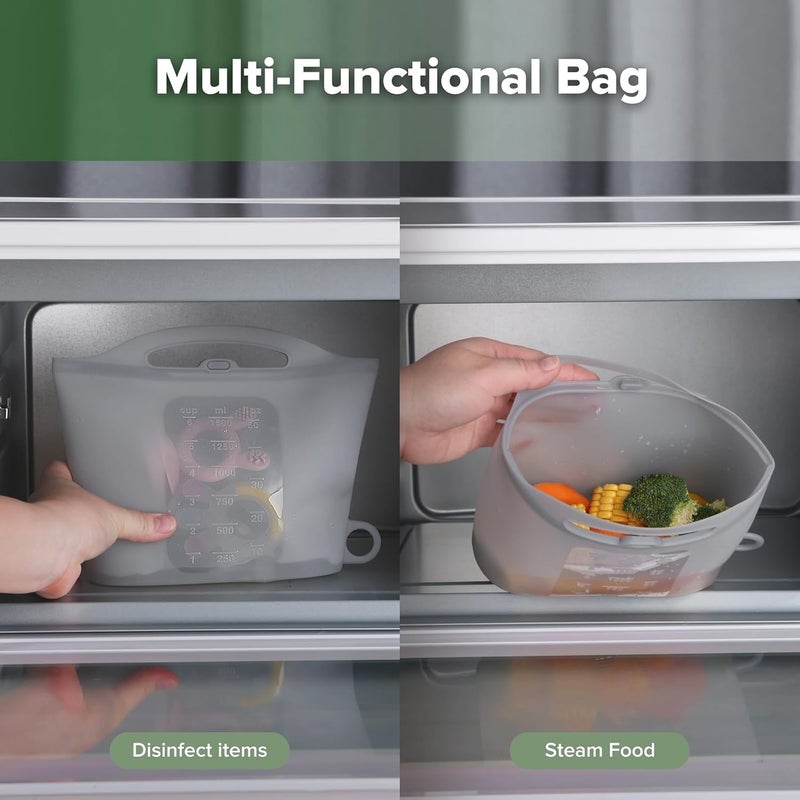 Silicone Microwave Sterilizer Bag for Baby Bottles, Reusable Silicone Sterilizing Bags for Breast Pump Accessories, Pacifiers, and Teethers, Ideal Travel Bottle Sterilizer, Grey, 1PC - Image 2