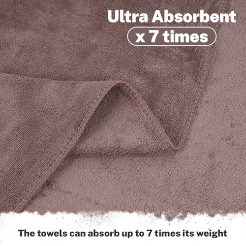 Fezora® Microfiber Weft Knitting Towels for Bath | Towels for Bath Large Size Bath Towel - Soft & Absorbent | 400 GSM | 1 Piece Bath Towel for Men/Women | 70 cms x 140 cms (Brown) - Image 3