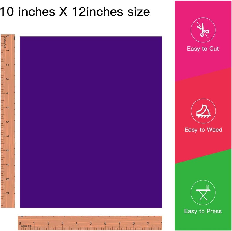 JANDJPACKAGING Purple Heat Transfer Vinyl HTV for T-Shirts 12 x 10 Inches 10 Pack Purple Iron on Vinyl - Image 2