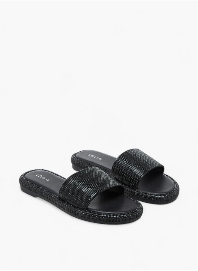سيليست Women's Embellished Slip-On Sandals - A1044-27