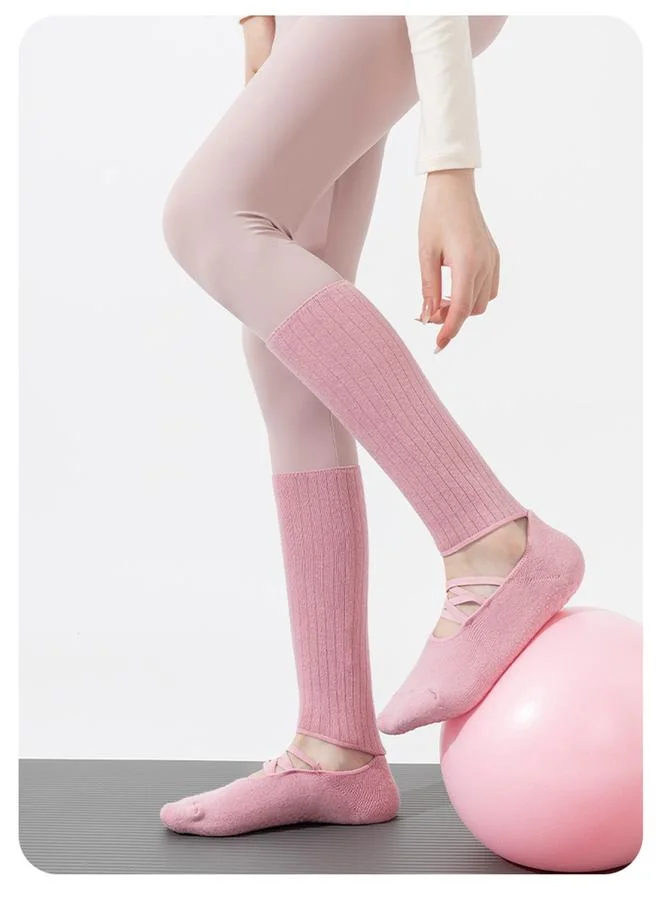 Styli Active Pink Knitted Yoga Socks with Cross Straps