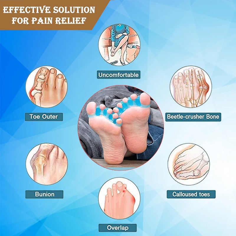QualiTrue Toe Separator 5 Finger Toe Spreader Bunion Corrector For Women Men Men Toe Thumb Straightener Support Foot Pain Relief Bunion Splints, Toe Spacer, Big Toe Stretcher, Hallux Valgus, Plastic - Image 3