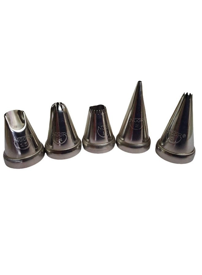 PRANSUNITA حقيبة تزيين الكعك من برانسونيتا الأصلية مع 5 فوهات تزيين من الفولاذ المقاوم للصدأ تستخدم في تزيين الكعك والطعام، المخابز والحلويات - Image 2