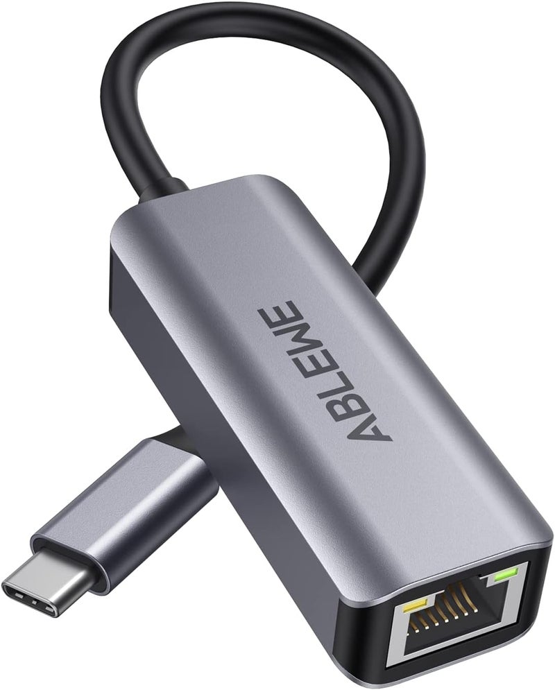 ABLEWE USB C to Ethernet Adapter, Type-C to RJ45 Gigabit Ethernet Adapter, Thunderbolt 3/4 to RJ45 LAN Network Adapter Compatible for MacBook Pro/Air, iPhone 15/16/17 Pro/Max,iMac, iPad Pro, Dell XPS - Image 1